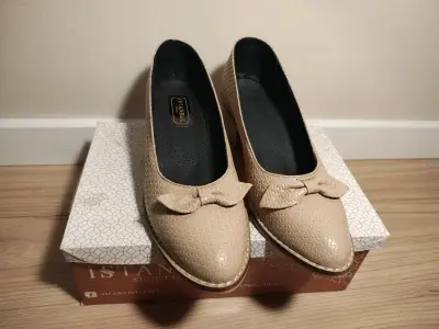 Zapatos beige 100% cuero - miniatura 3