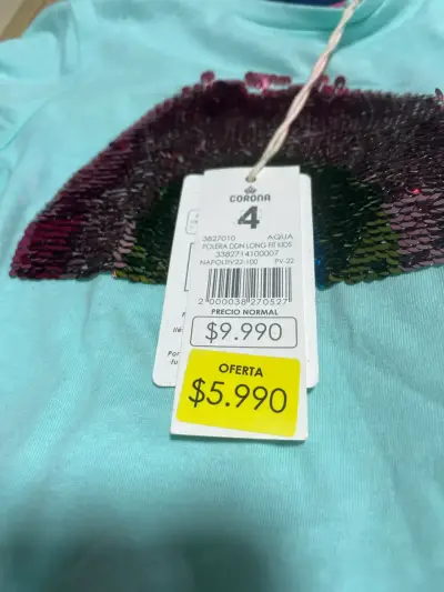 Polera turquesa con lentejuelas arcoiris - miniatura 2