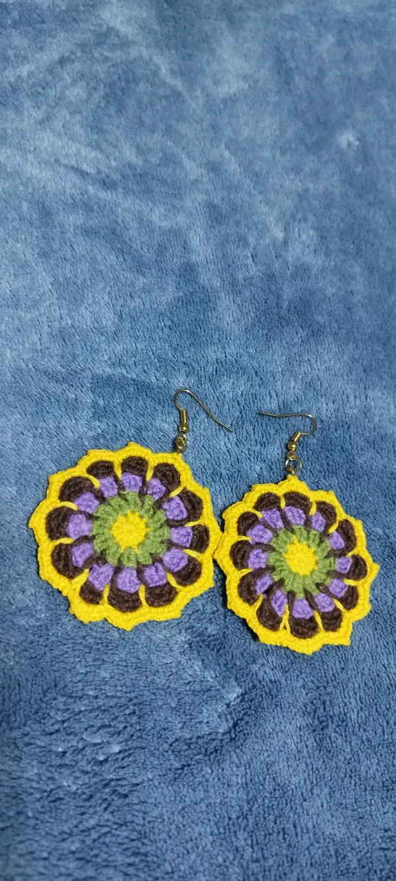 Aros tejidos diseño floral - 2