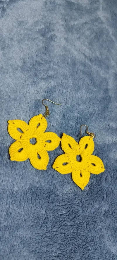 Aros tejidos diseño floral - miniatura 3