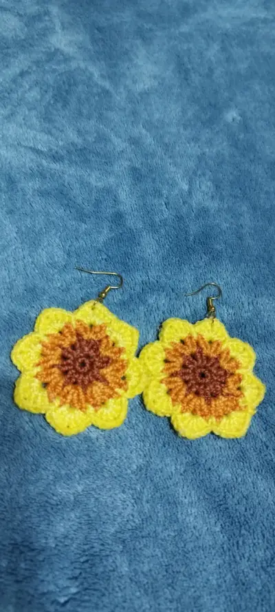 Aros tejidos diseño floral - miniatura 4