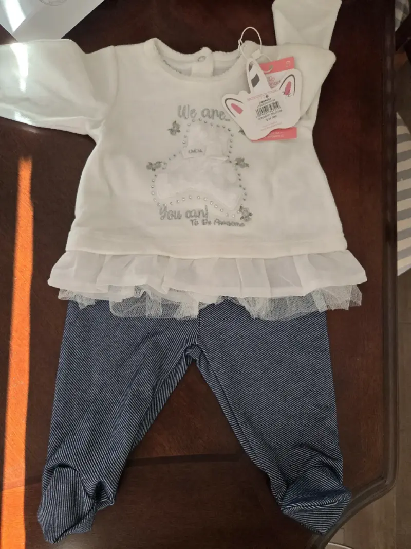 Conjunto bebé blanco y azul nueva - 1