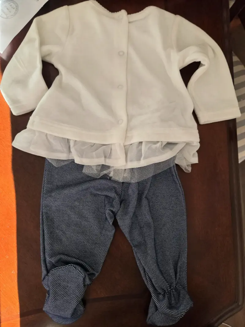 Conjunto bebé blanco y azul nueva - 3