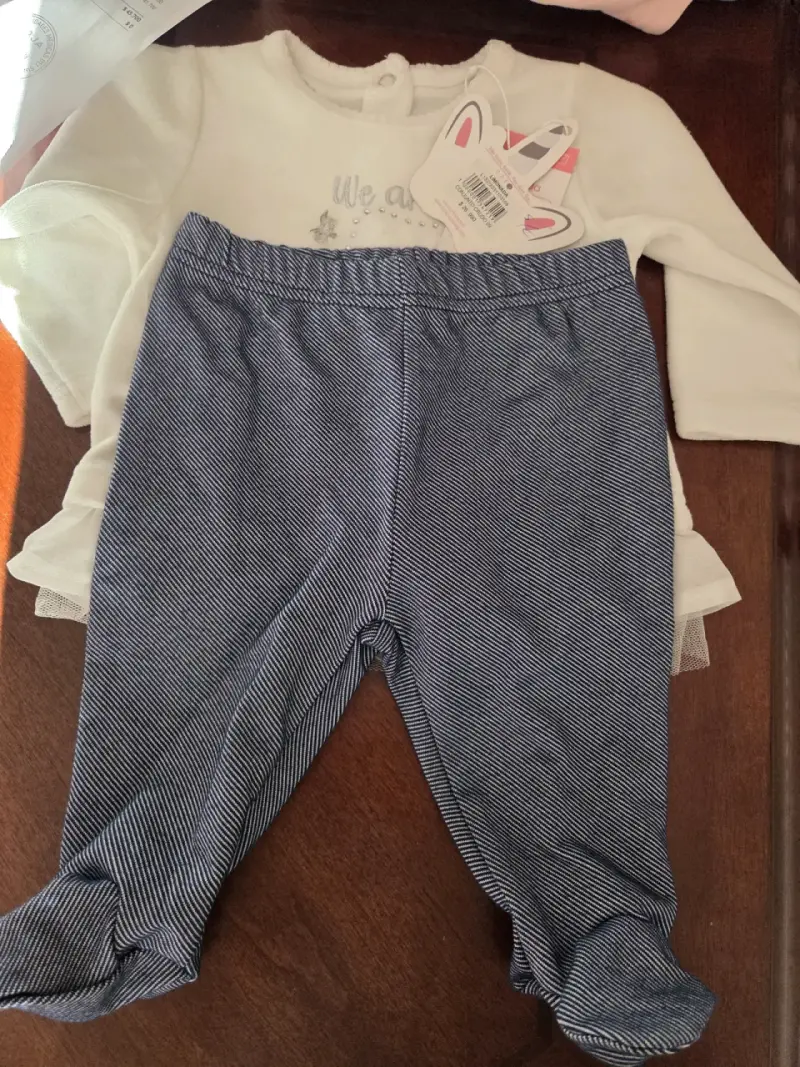 Conjunto bebé blanco y azul nueva - 4