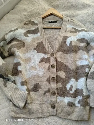 Cárdigan beige camuflado Zara - miniatura 3