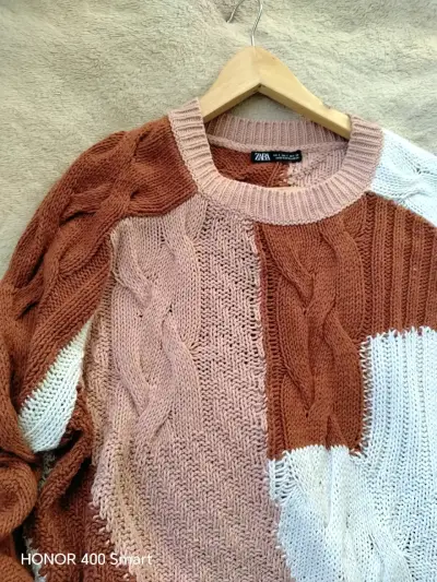 Sweater Zara tricolor tejido - miniatura 1