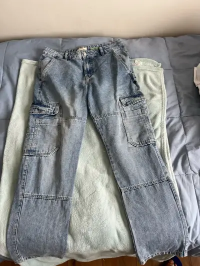 Jeans cargo de mezclilla azul - miniatura 1