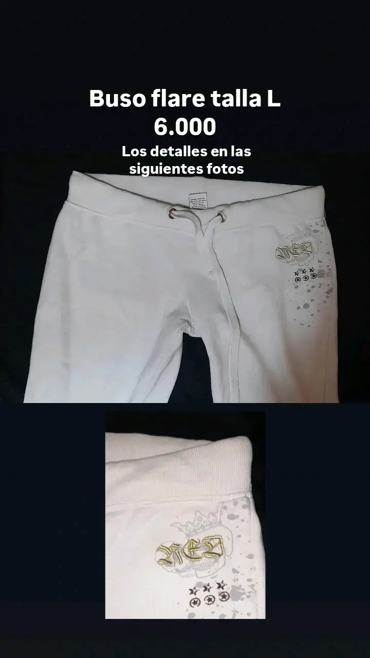 Pantalón blanco flare talla L - 1