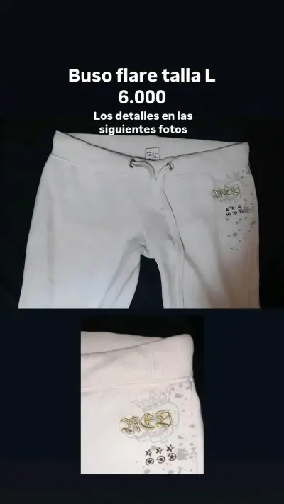 Pantalón blanco flare talla L - miniatura 1