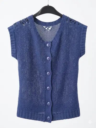 Chaleco tejido azul mujer talla M - miniatura 1
