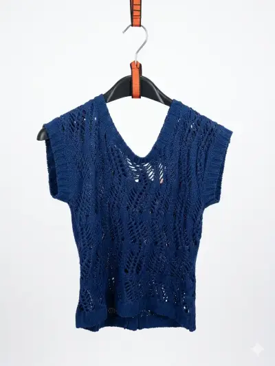Chaleco tejido azul mujer talla M - miniatura 2