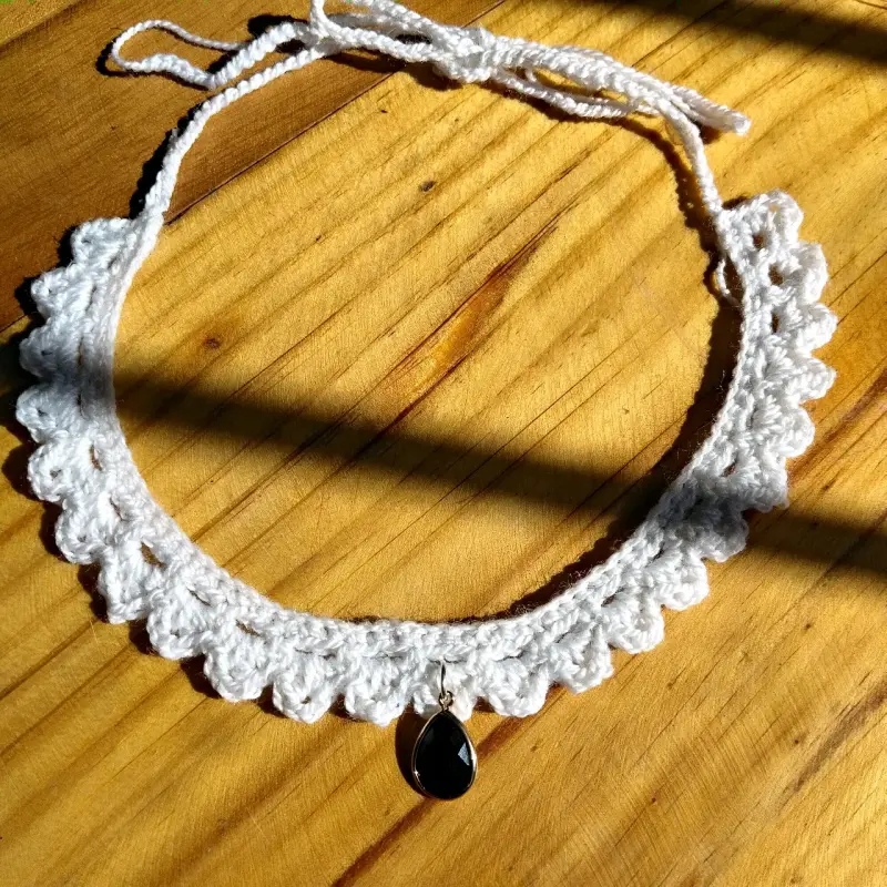 Choker de encaje negro con colgante - 3