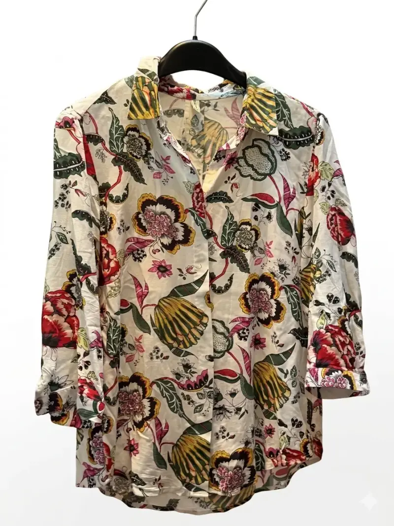 Blusa floral manga larga - 1