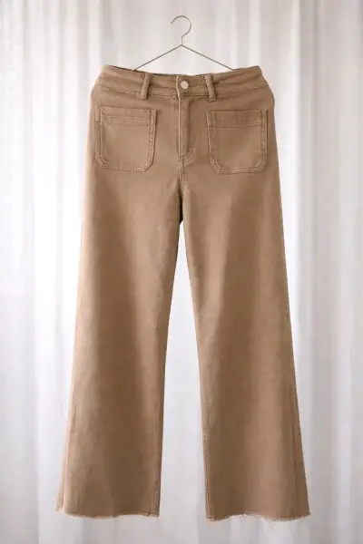 Pantalones beige de tela gruesa - miniatura 1