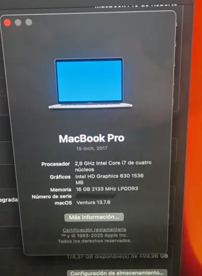 Macbook Pro 15 Pulgadas (2017) 16gb Ram 512gb Ssd - miniatura 3