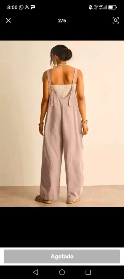 Overall beige con flores bordadas - miniatura 2