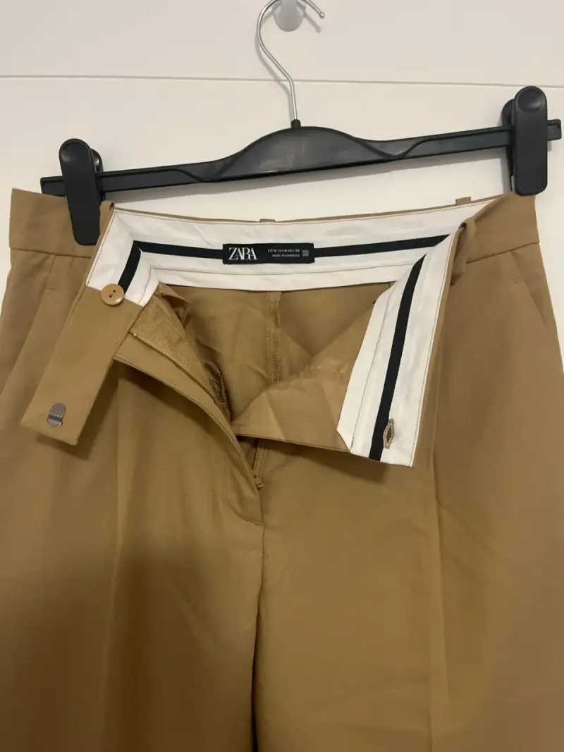 Pantalones anchos color beige Zara - 3