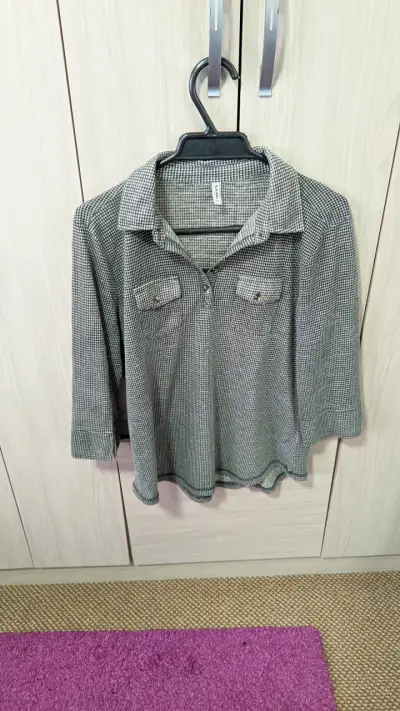 Blusa a cuadros manga larga M - miniatura 1