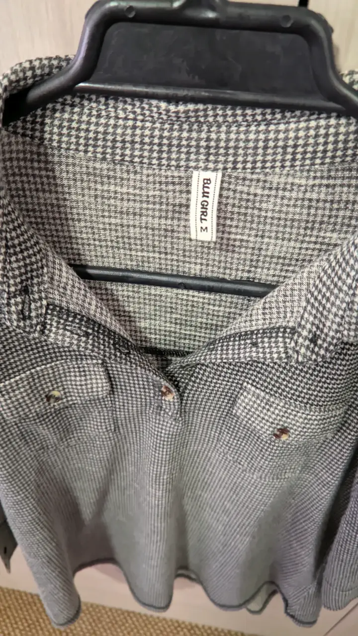 Blusa a cuadros manga larga M - 3
