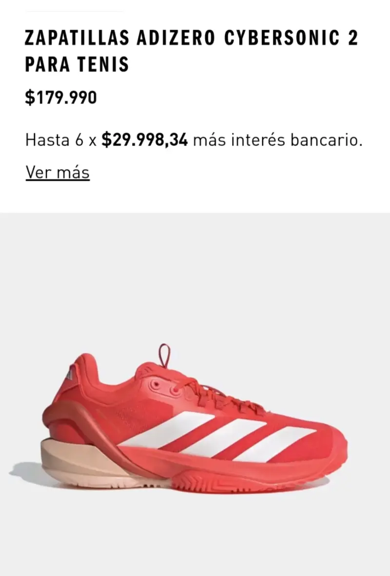 Zapatillas Adidas Cybersonic 5 para arcilla Rojo - 1