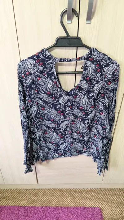 Blusa azul estampada floral Barbados S - miniatura 1