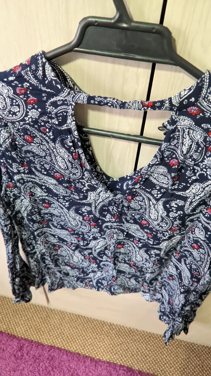 Blusa azul estampada floral Barbados S - 3