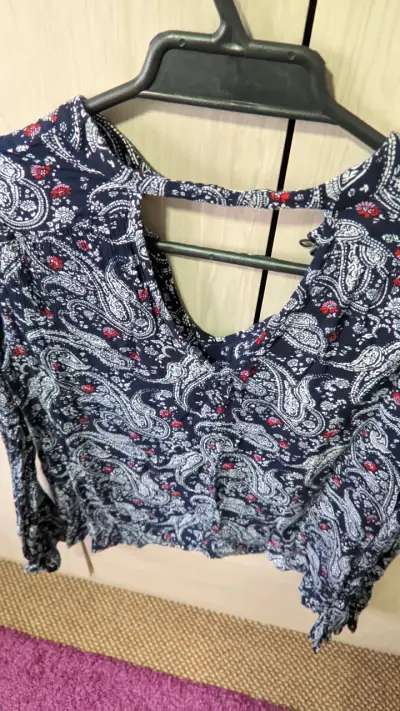 Blusa azul estampada floral Barbados S - miniatura 3