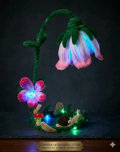 Lámpara artesanal flor iluminada - miniatura 1