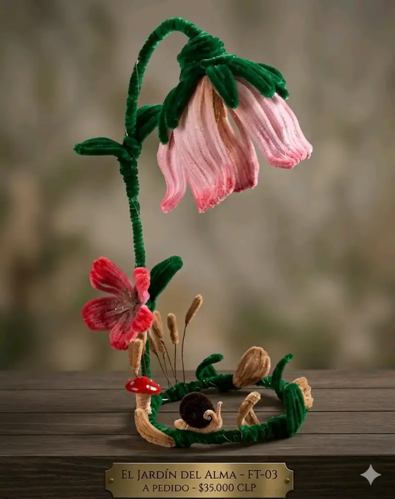 Lámpara artesanal flor iluminada - 2