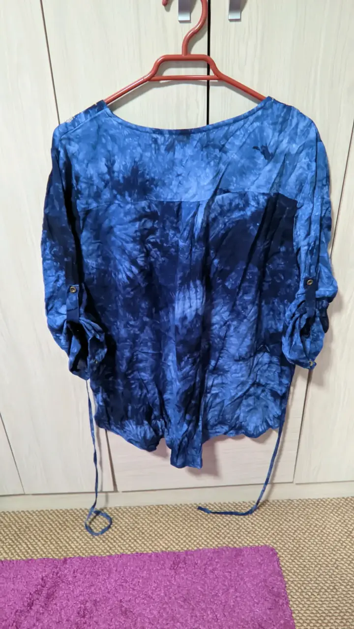 Blusa azul con bordados XL - 2