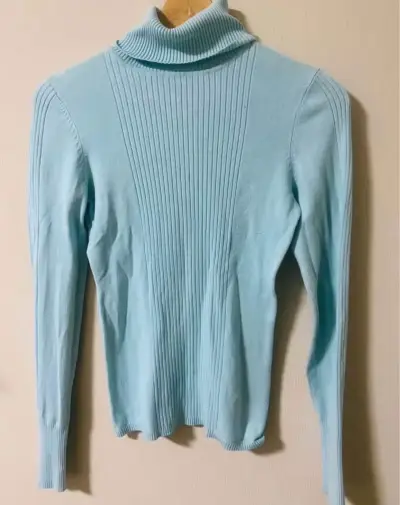 Polera celeste de cuello alto - miniatura 1