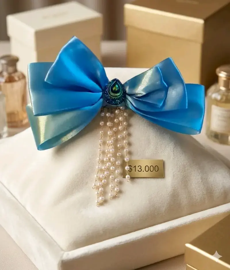 Broche azul con perlas - 1