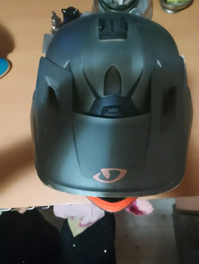 Casco integral ciclismo gris y naranja - 2