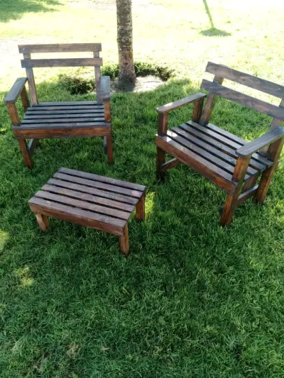 Conjunto de muebles rústicos de jardín - miniatura 2