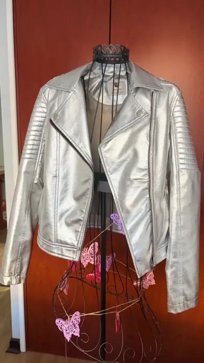 Chaqueta plateada metálica M - miniatura 1