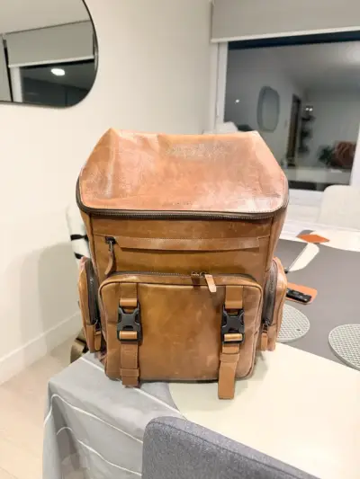 Mochila de cuero Vélez  marrón - miniatura 1