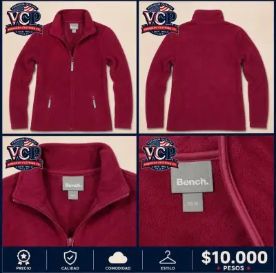 Chaqueta fleece Bench bordó - miniatura 1