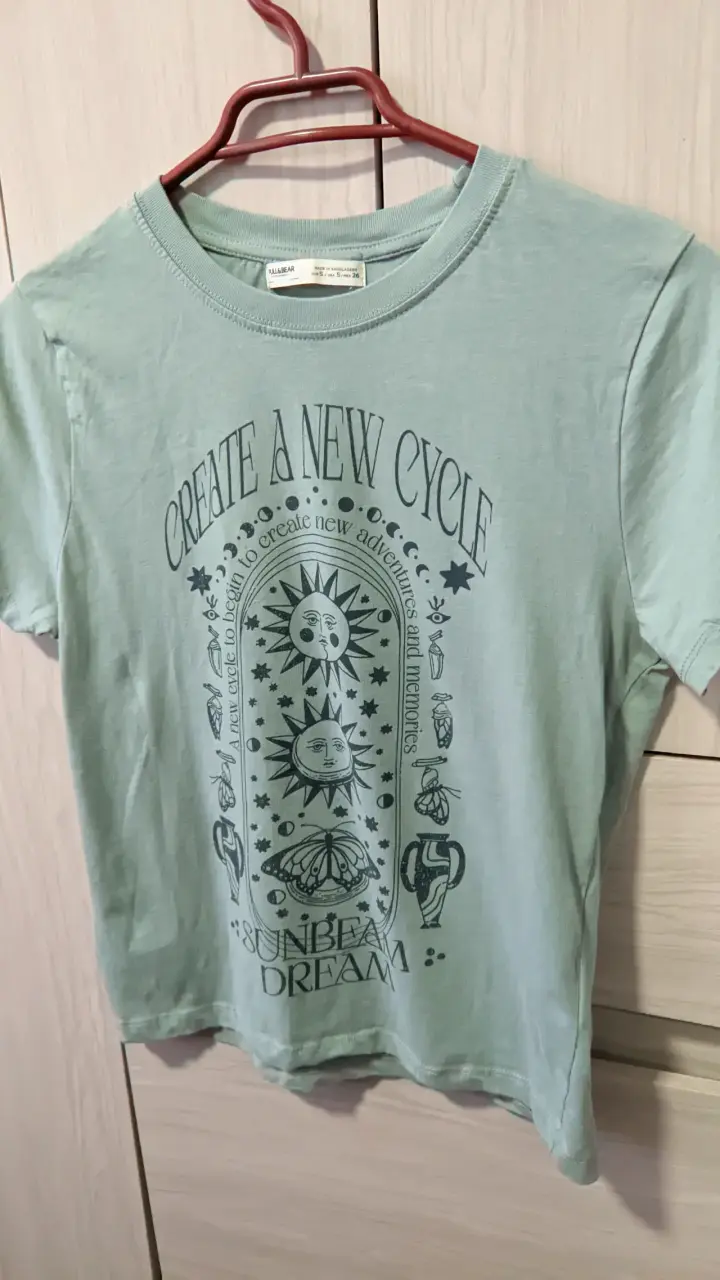 Polera Pull&Bear Verde Estampada S - 4