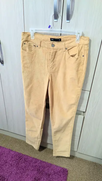 Pantalones beige de mujer cotelé 40 - miniatura 3