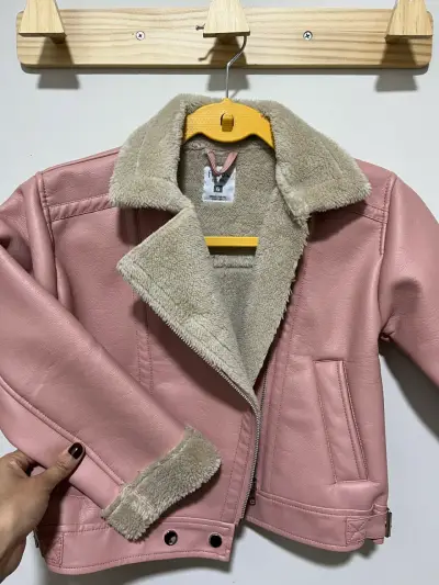 Chaqueta infantil rosada con forro - miniatura 2