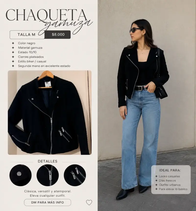 Chaqueta de gamuza negra