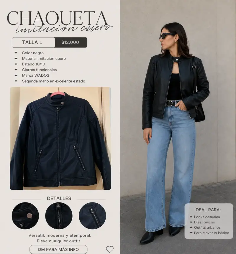 Chaqueta imitación cuero negro