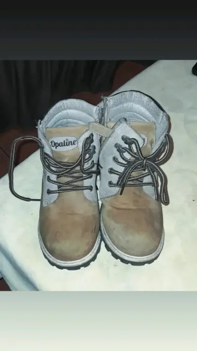 Botines de cuero gris y marrón - miniatura 3