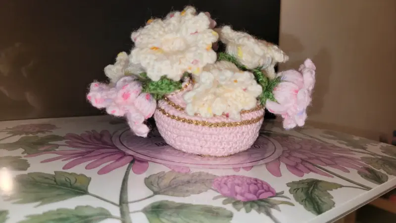 Posa tazón crochet flores - 1