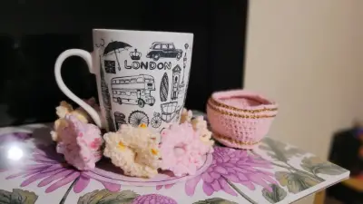 Posa tazón crochet flores - miniatura 3