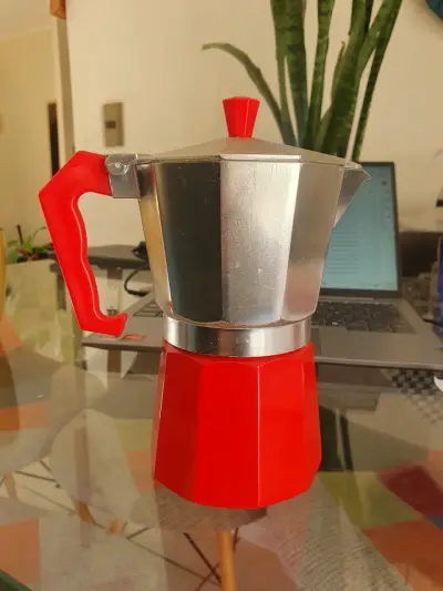 Cafetera Italiana roja de aluminio - miniatura 3
