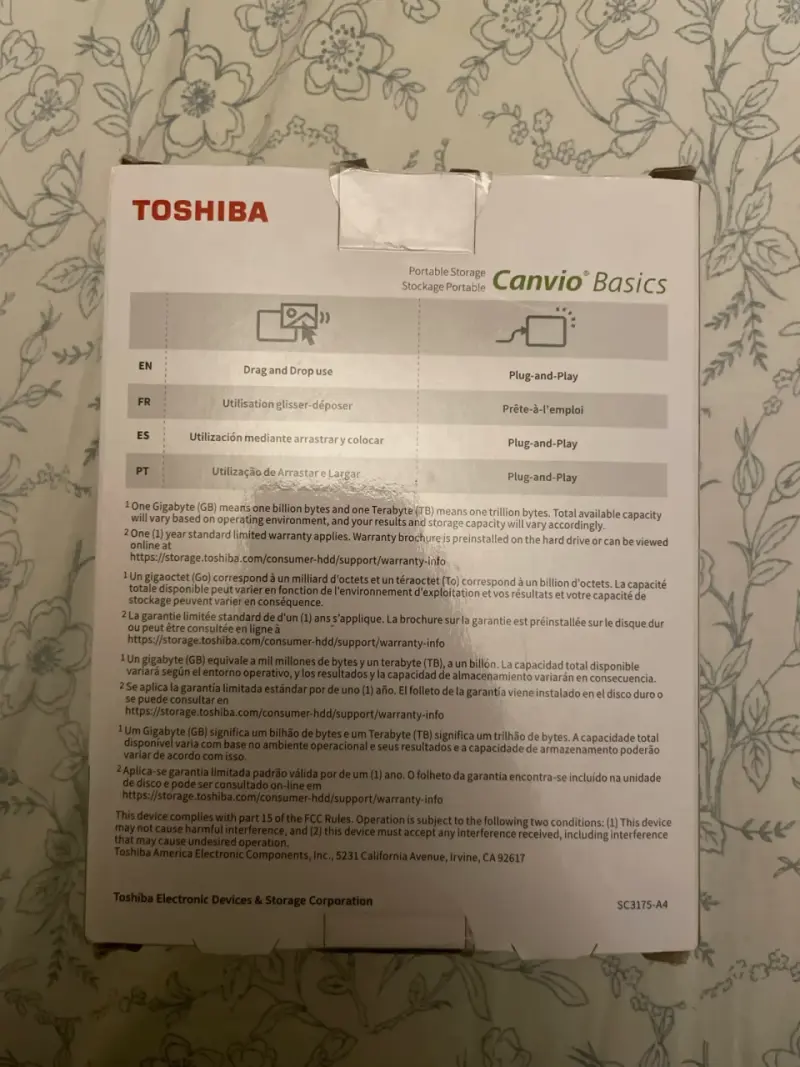 Disco duro externo Toshiba 4TB - 2