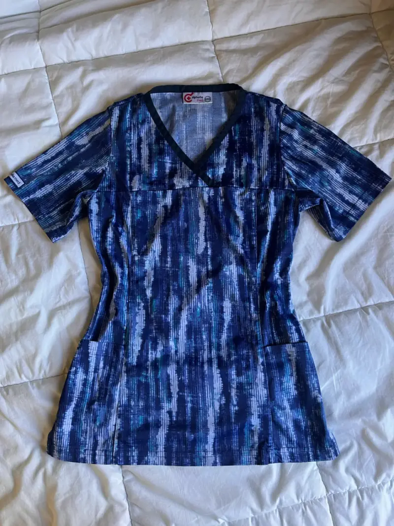 Blusa médica azul estampada XXS