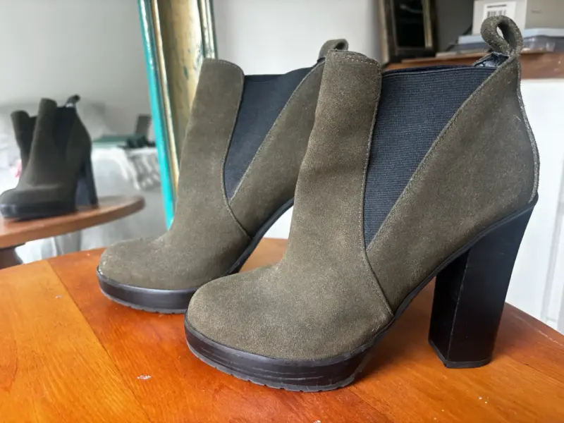 Botines mujer taco alto verde - 2