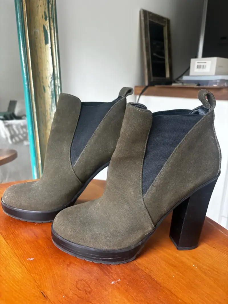 Botines mujer taco alto verde - 4